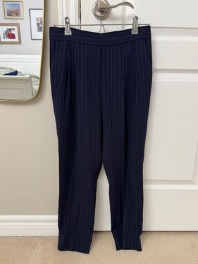 Babaton Navy Pinstripe Pull on Pants